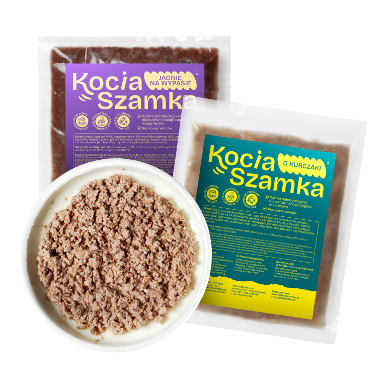 Saszetki KociaSzamka z miską świeżego jedzenia